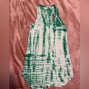 Green & White Tie-Dye Racerback Tank
